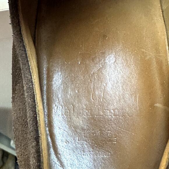 VGUC Crockett & Jones Brown Suede Plain Toe Derby Bench Made in England 10.5 D main image 10